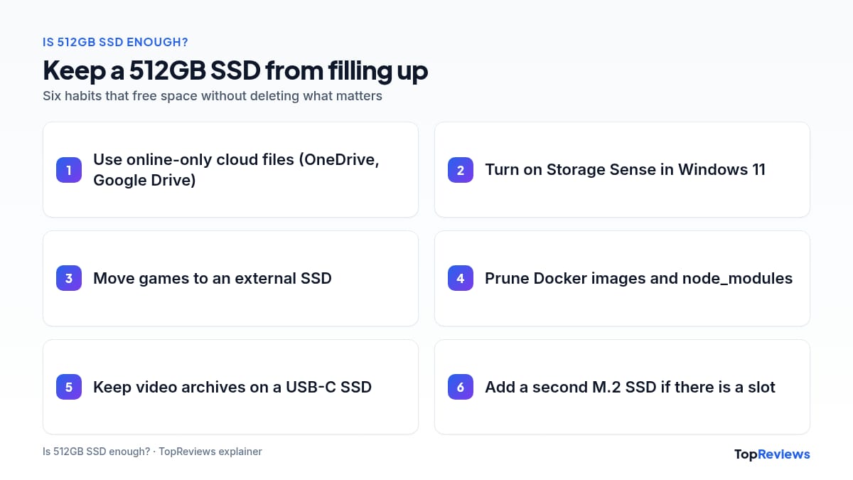 Tips to free up space on a 512GB SSD laptop